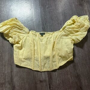 Wild Fable Yellow Eyelet Puff Sleeve Top